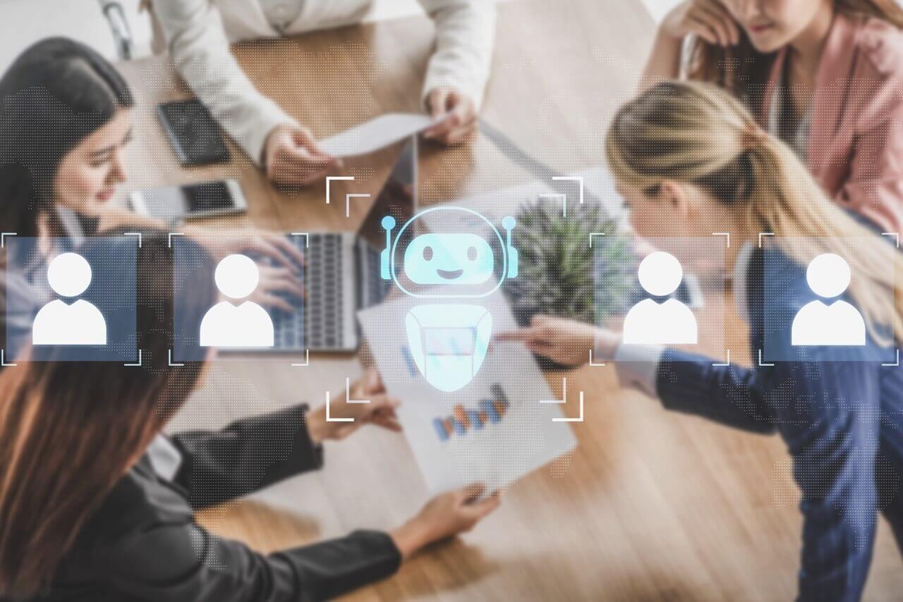 Balancing People and Technology: How AI is Transforming Recruitment AI technology selecting and replacing human employees, illustrating the impact of artificial intelligence on workforce dynamics and recruitment processes.