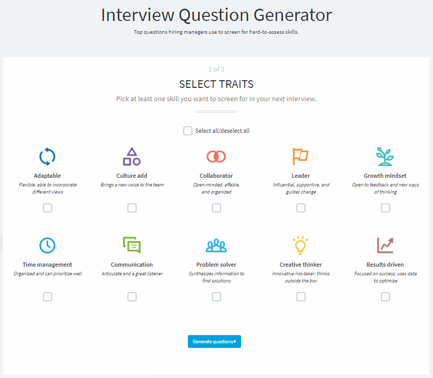 LinkedIn interview question generator