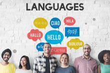 Illustration of multilingual greetings in various languages, symbolising global communication and linguistic diversity